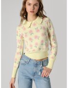 COLIN'S Pulover cu model floral si guler Peter Pan - Roz deschis/Galben pal