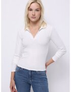 COLIN'S Pulover slim fit cu decolteu in V - Alb