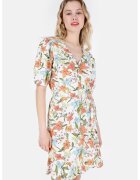 COLIN'S Rochie din amestec de in cu model floral - Alb/Portocaliu/Albastru