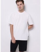 COLIN'S Tricou din bumbac cu decolteu la baza gatului si striatii - Alb