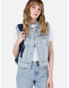 COLIN'S Vesta din denim cu aplicatii pe piept - Albastru deschis