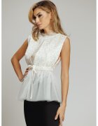 concept A trois Bluza fara maneci cu paiete - Alb optic