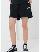 Converse Pantaloni scurti cu talie inalta si logo brodat - Alb/Negru
