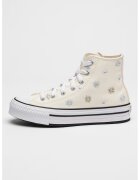 Converse Tenisi high-cut cu broderie florala Lift - Crem