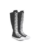 Converse Tenisi lungi dama - cu carouri - textil - alb/negru