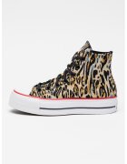 Converse Tenisi mid-cut cu talpa flatform si model animal print Lift Hi - Negru/Bej