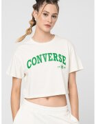 Converse Tricou crop din bumbac Collegiate - Verde/Alb murdar