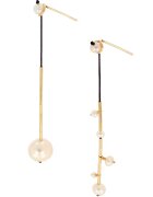CORINA MARDARI Cercei drop din aur filat de 14K/20 - Alb/Auriu/Negru