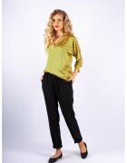 Couture de Marie Bluza din satin cu dungi diagonale Aletta - Galben/Albastru petrol