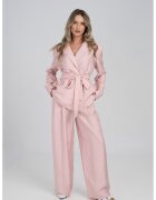 Couture de Marie Pantaloni din amestec de in cu pliuri - Roz pastel