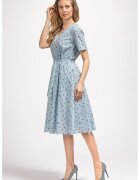 Couture de Marie Rochie cu decolteu in V si buzunare laterale - Albastru deschis