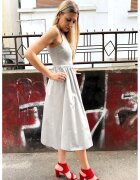 Couture de Marie Rochie midi cu buzunare laterale - Gri deschis