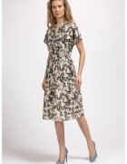 Couture de Marie Rochie midi cu model floral si buzunare laterale - Bej deschis