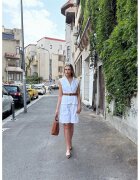 Couture de Marie Vesta din amestec de bumbac cu cordon in talie - Alb optic