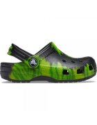 Crocs Saboti Kids' Classic Tie-Dye Graphic Clog - US Negru - Black/Lime Punch - Negru