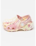 Crocs Saboti slingback cu model tie-dye si perforatii - Alb/Galben/Roz deschis