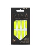 Cupio Set unghii false galben neon - 24 de tipsuri - pila - adeziv - betisor - pad cu alcool