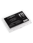 Cupio Tipsuri full nail dizolvabile set 240 buc - Transparent - Long Coffin - 12 marimi