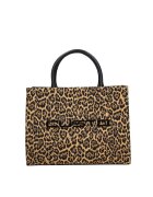 Custo Barcelona Geanta tote cu animal print si logo - Negru/Bej