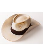Dadarlat Palarie cowboy unisex din lana cu detalii cu aspect ars - Alb murdar