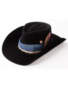 Dadarlat Palarie cowboy unisex din lana - cu detaliu din denim - Negru