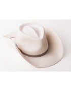 Dadarlat Palarie cowboy unisex din lana cu snur din piele - Alb