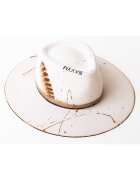 Dadarlat Palarie unisex cu sfoara - cusaturi - pete decoratve - lana - alba - Alb murdar