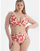 DAGI Bikini cu model floral - Rosu/Alb