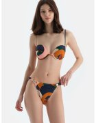 DAGI Bikini cu talie elastica si imprimeu - Roz pastel/Portocaliu stins/Bleumarin