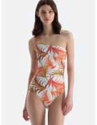 DAGI Costum de baie intreg cu bretele decorative - Alb/Portocaliu stins/Portocaliu mandarina