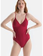 DAGI Costum de baie intreg cu decolteu in V - Rosu inchis