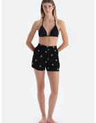 DAGI Pantaloni scurti cu model si talie inalta - Alb/Negru