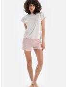 DAGI Pijama din amestec de bumbac - 2 piese - Alb/Roz pastel