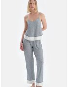 DAGI Pijama din modal si bumbac cu model - Alb/Bleumarin