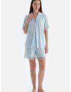 DAGI Pijama uni cu nasturi - Albastru lavanda