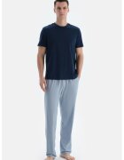 DAGI Set de pantaloni de pijama cu talie ajustabila - 2 perechi - Albastru glaciar/Bleumarin