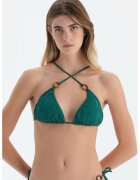DAGI Sutien de baie cu cupe triunghiulare si aspect texturat - Verde englez