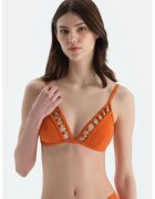 DAGI Sutien de baie cu cupe triunghiulare si margele - Auriu/Portocaliu mandarina