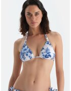 DAGI Sutien de baie cu cupe triunghiulare si model floral - Alb/Albastru