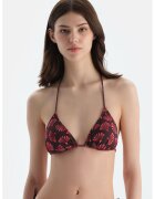 DAGI Sutien de baie cu cupe triunghiulare si model - Maro/Roz zmeuriu