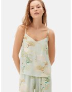 DAGI Top cu decolteu in V si model floral - Bej/Verde pal