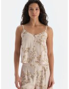 DAGI Top de pijama cu model floral si nasturi - Bej deschis/Verde sparanghel