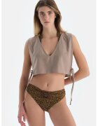 DAGI Tricou crop cu decolteu in V - Maro taupe