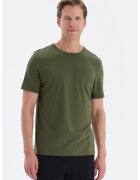 DAGI Tricou de bumbac cu decolteu la baza gatului - Kaki