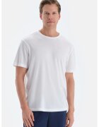DAGI Tricou de casa din lyocell cu decolteu la baza gatului - Alb optic