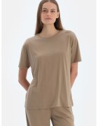 DAGI Tricou uni din amestec de modal - Maro deschis