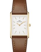 Daniel Wellington Ceas dama Bound Durham - carcasa aurie - cadran alb - otel inoxidabil/piele - maro - 316L+PVD