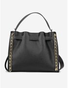 Dasha Geanta dama din piele texturata cu ornament lant - Negru