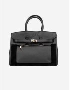 Dasha Geantă dama Made in Italy - piele texturată și intoarsă - neagră - curea detasabilă - compartiment interior cu fermoar