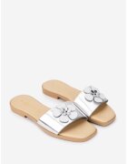 Dasha Papuci dama argintii din piele cu ornament